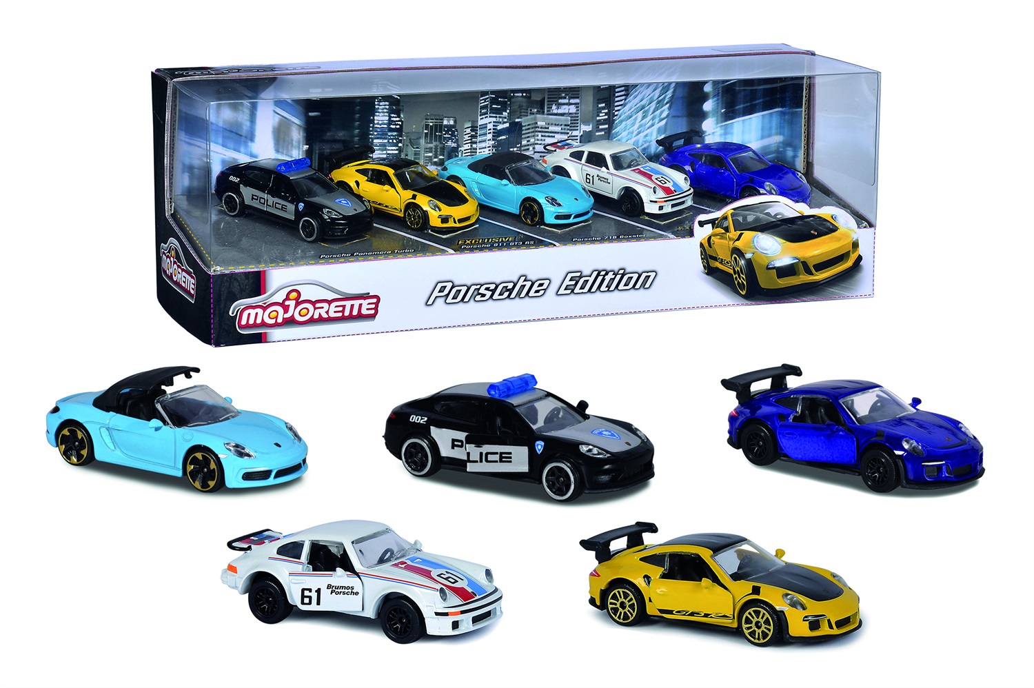 Smoby 212053171 - Set di veicoli giocattolo Porsche Gift Pack 5 Pezzi Scala 1:64 con movimento a ruota libera