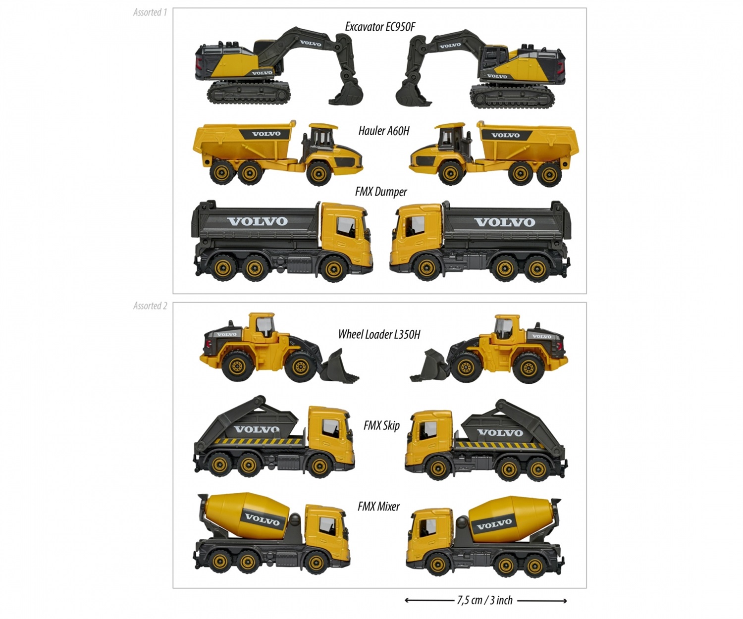 Majorette 212057284 Volvo Edition Set 3 PZ - Veicoli Giocattolo Assortiti
