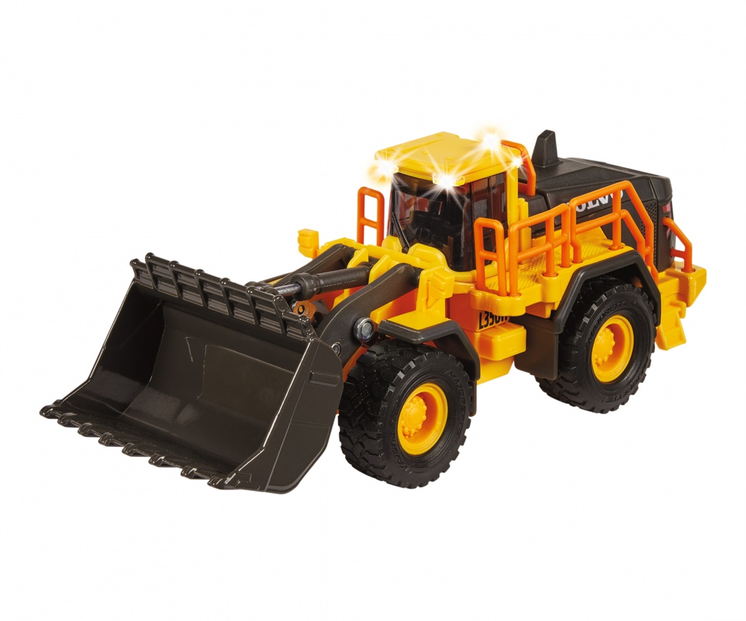 Majorette Volvo Wheel Loader con Luci e Suoni - Pala Gommata 21 cm