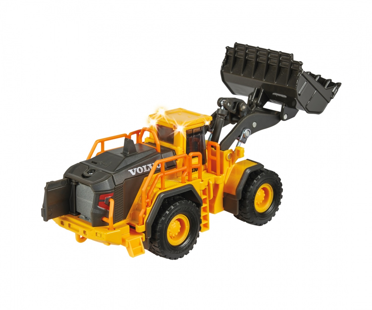 Majorette Volvo Wheel Loader con Luci e Suoni - Pala Gommata 21 cm