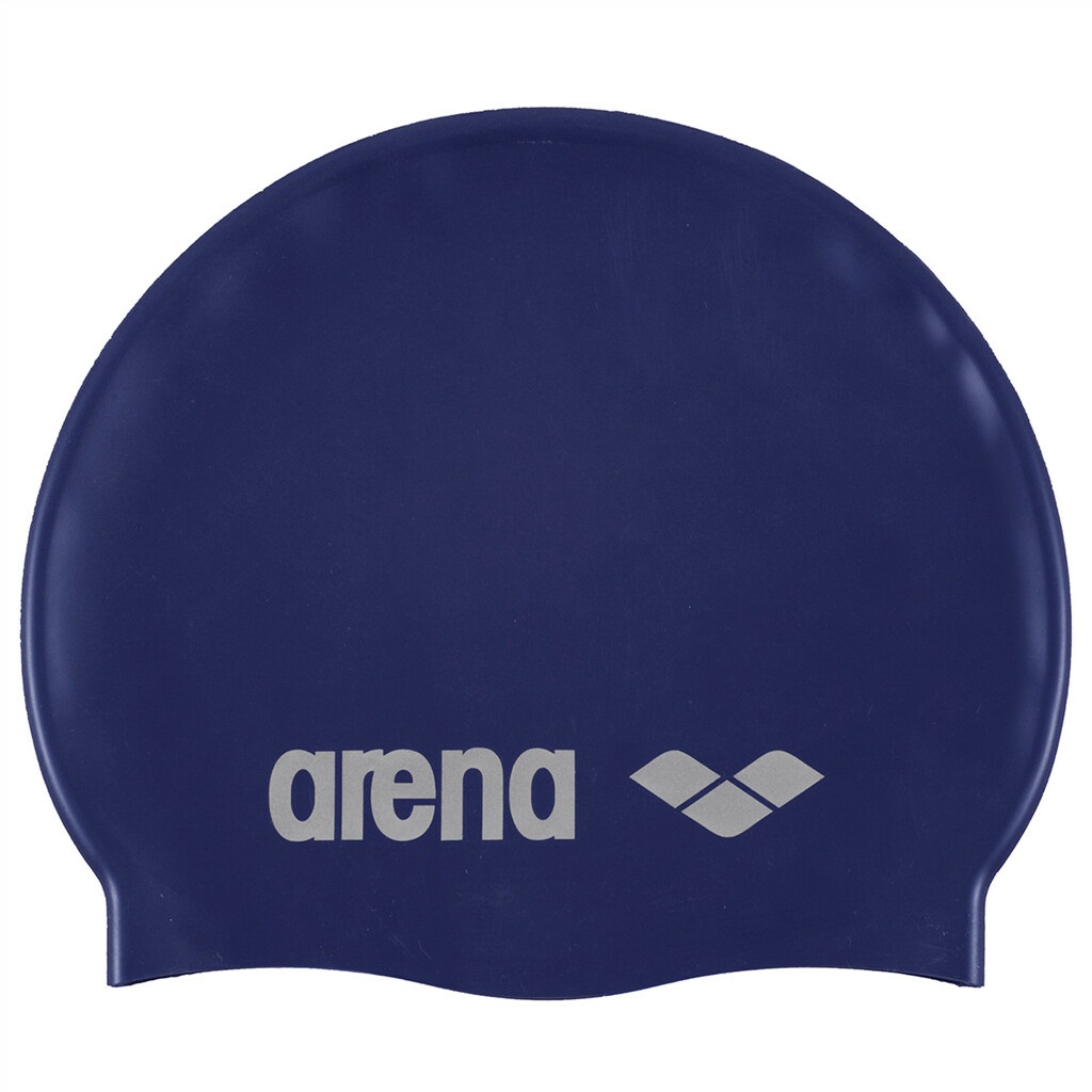 Arena Classic Silicone Cap Blu con Dettagli Argento - Cuffia Unisex per Piscina, Morbida e Resistente con Bordo Rinforzato