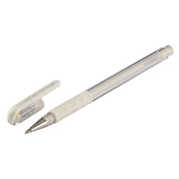 Pentel Gel Hybrid Grip Luna - Penna Roller 0.8 mm Bianco - Punta in Metallo, Design Trasparente, Ricaricabile, Conf. 12 pz