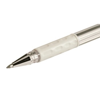 Pentel Gel Hybrid Grip Luna - Penna Roller 0.8 mm Bianco - Punta in Metallo, Design Trasparente, Ricaricabile, Conf. 12 pz