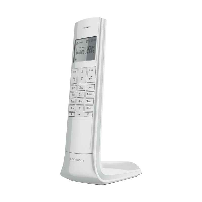 Logicom Luxia 150 Solo - Telefono Cordless Bianco e Grigio con Display Retroilluminato e Vivavoce