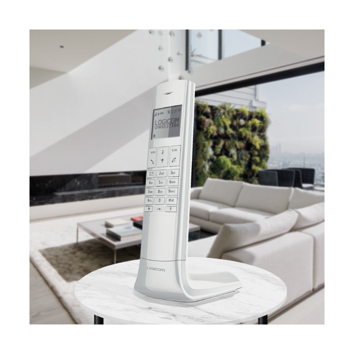 Logicom Luxia 150 Solo - Telefono Cordless Bianco e Grigio con Display Retroilluminato e Vivavoce