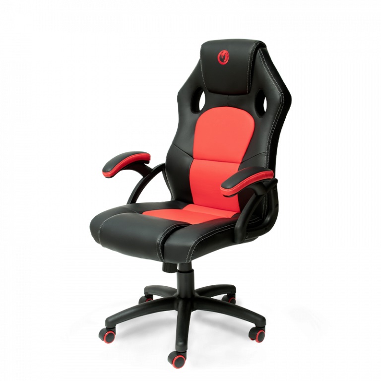 NACON PCCH-310 Sedia Gaming Ergonomica Regolabile in Altezza con Imbottiture Morbide e Braccioli, Nero e Rosso
