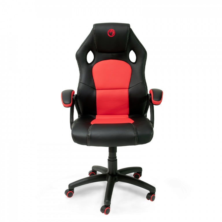NACON PCCH-310 Sedia Gaming Ergonomica Regolabile in Altezza con Imbottiture Morbide e Braccioli, Nero e Rosso