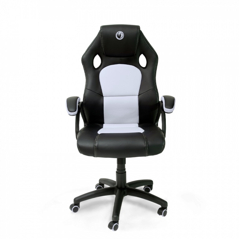 NACON PCCH-310 Sedia Gaming Ergonomica Regolabile in Altezza con Imbottitura Morbida e Braccioli Imbottiti - Nero e Bianco
