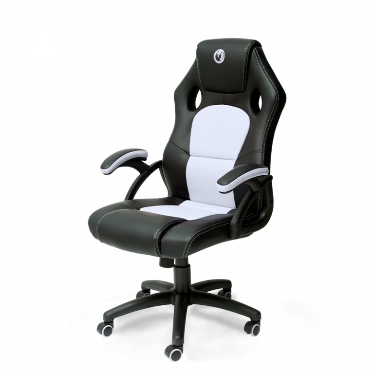 NACON PCCH-310 Sedia Gaming Ergonomica Regolabile in Altezza con Imbottitura Morbida e Braccioli Imbottiti - Nero e Bianco