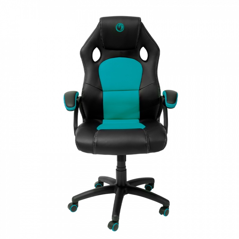 NACON Sedia Gaming PCCH-310 Ergonomica Regolabile in Altezza con Braccioli Imbottiti - Nero e Turchese, Peso Massimo 120 kg