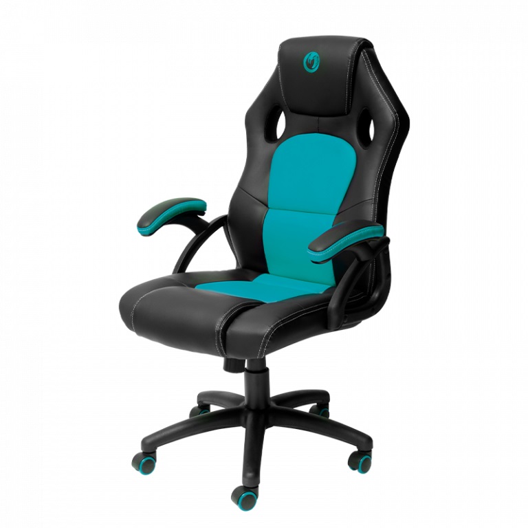 NACON Sedia Gaming PCCH-310 Ergonomica Regolabile in Altezza con Braccioli Imbottiti - Nero e Turchese, Peso Massimo 120 kg