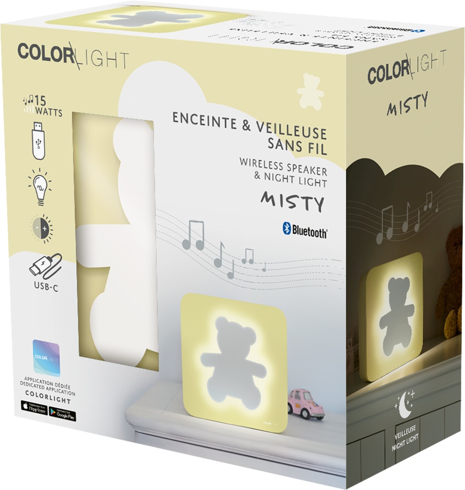 Bigben Altoparlante Portatile Bluetooth Misty Bear con Luce Notturna e Telecomando