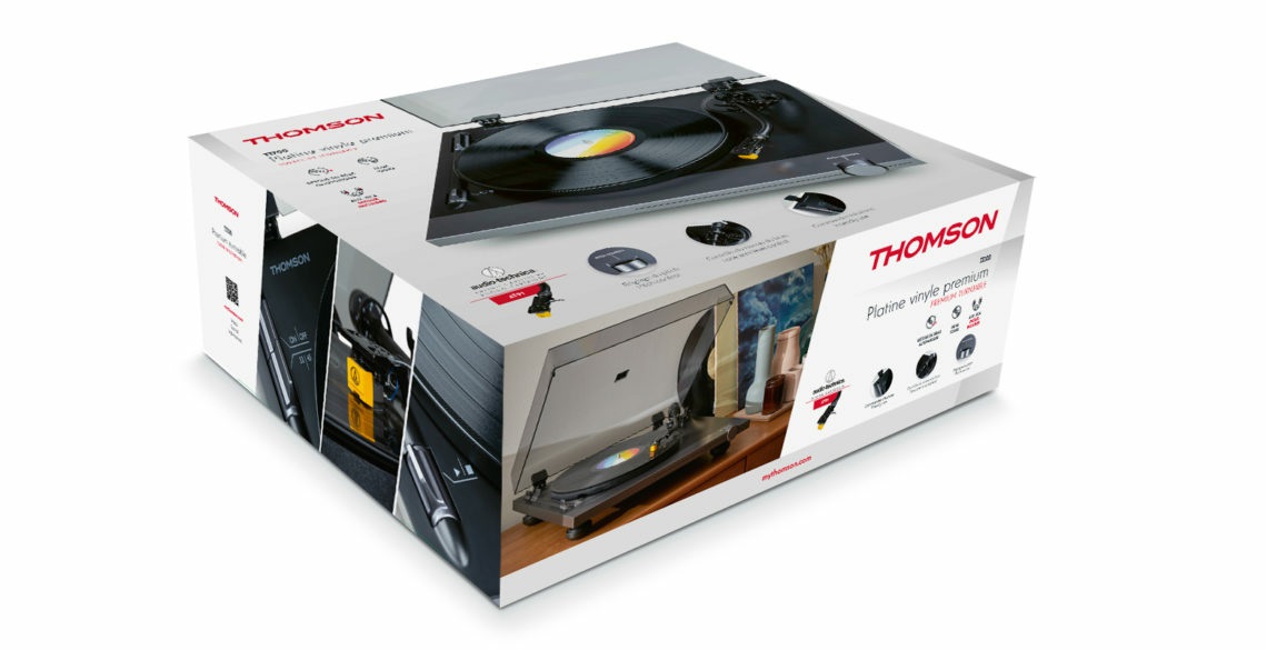 Thomson TT700 Giradischi Automatico a Cinghia 33/45 Giri Nero e Trasparente con Testina AT91