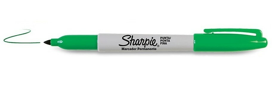 Sharpie Marcatore Permanente Punta Fine Verde 1 mm - Scatola da 12 pz