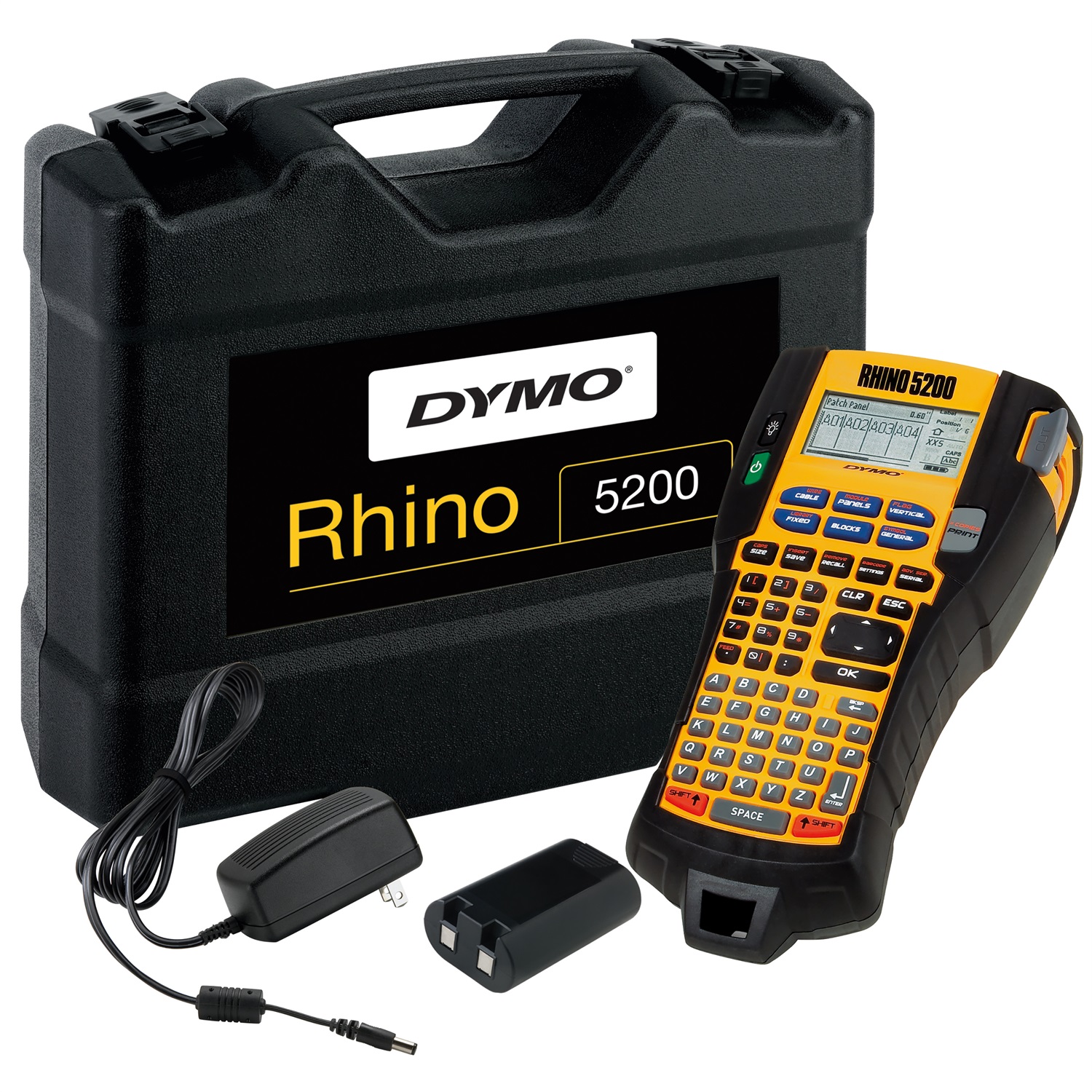 DYMO RHINO 5200 Etichettatrice Industriale Kit - Trasferimento Termico, Risoluzione 180 x 180 DPI, Alimentazione a Ioni di Litio, Tasti di Scelta Rapida, Custodia Rigida e Nastri Inclusi
