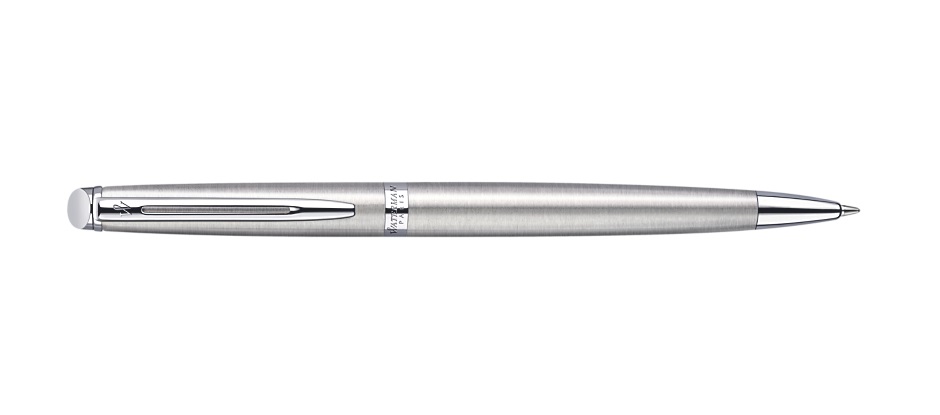 Waterman Hémisphère Penna a Sfera in Acciaio Inossidabile con Finiture Cromate e Placcate in Palladio, Punta Media, Inchiostro Blu, Confezione Regalo