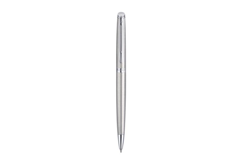 Waterman Hémisphère Penna a Sfera in Acciaio Inossidabile con Finiture Cromate e Placcate in Palladio, Punta Media, Inchiostro Blu, Confezione Regalo