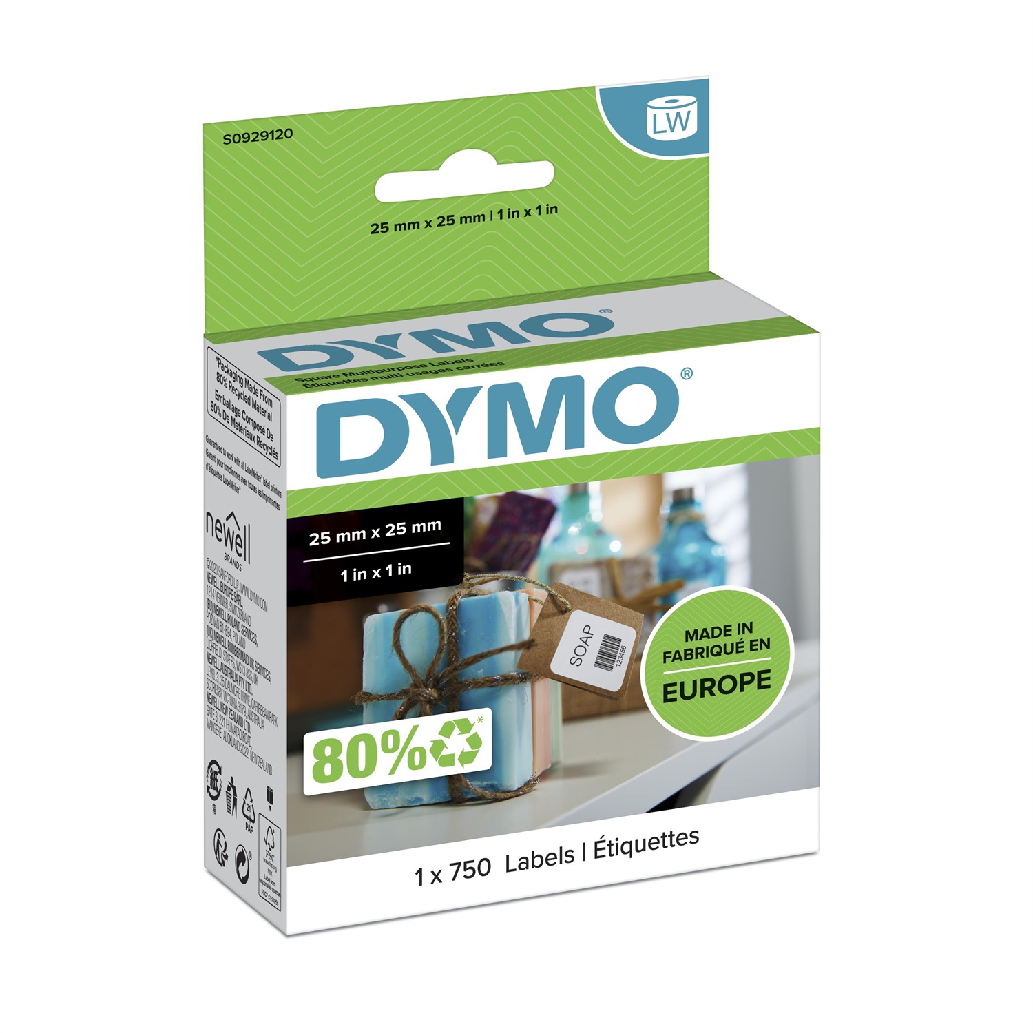 DYMO Etichette LabelWriter Autoadesive Rimovibili 25 x 25 mm - Bianco - 750 Pezzi