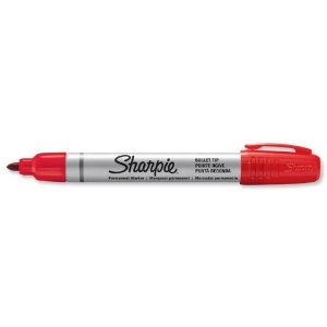 Sharpie Marcatore Permanente Rosso 12 pz - Punta Tonda 1,4 mm - Fusto in Alluminio