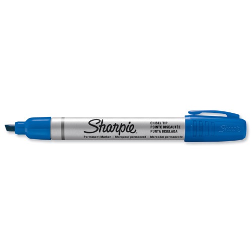 Sharpie Marcatore Permanente Metal Punta Scalpello Blu 12 pz - Fusto in Alluminio, Utilizzabile su Tutte le Superfici