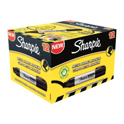 Sharpie Metal Magnum Marcatore Permanente Punta a Scalpello Large 9-14,8 mm Nero - 12 Pz