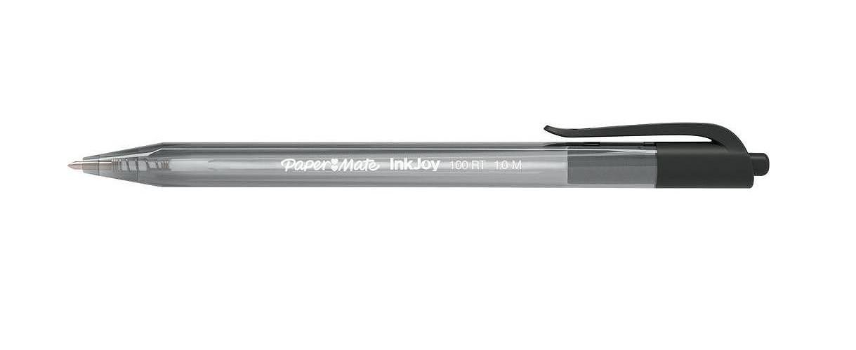 Papermate InkJoy 100 RT Penna a sfera retrattile nera con fusto triangolare, punta media, confezione da 20 pz
