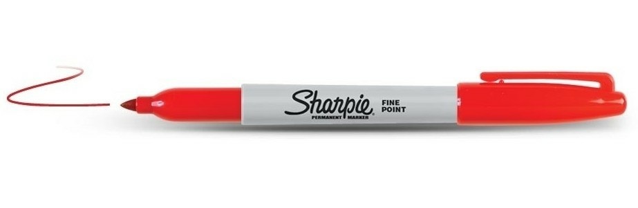 Sharpie Marcatore Permanente Punta Conica 1 mm Rosso - Fusto in Polipropilene, Resistente all'Acqua e alla Luce, Asciugatura Rapida