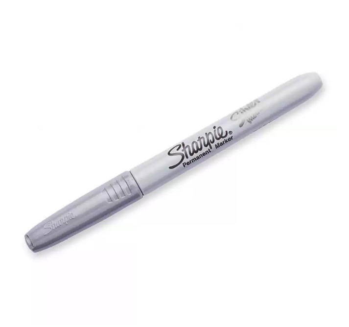 Sharpie Marcatore Permanente Metallic F Punta Conica 3 mm Argento - Resistente all'Acqua e Asciugatura Rapida