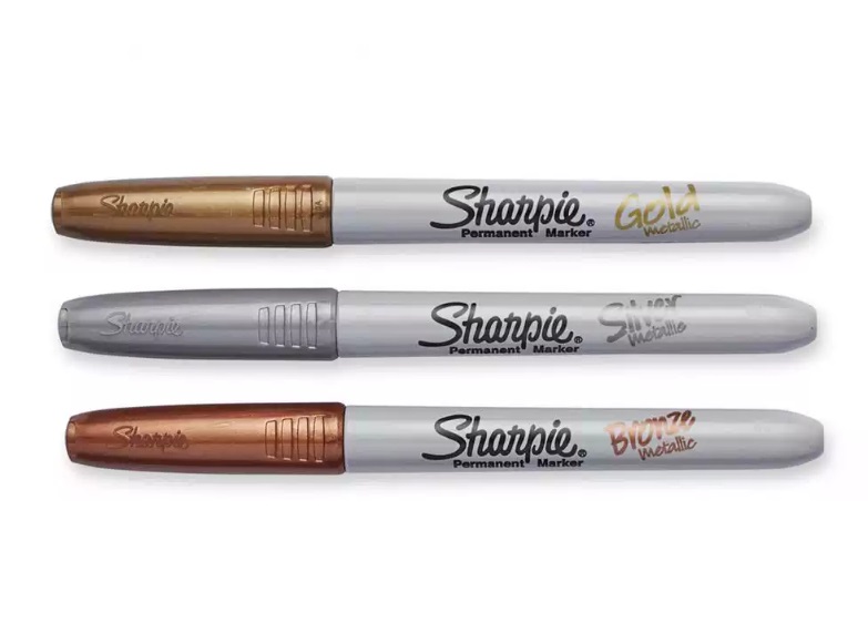 Sharpie Marcatore Permanente Metallic F Punta Conica 3 mm Argento - Resistente all'Acqua e Asciugatura Rapida