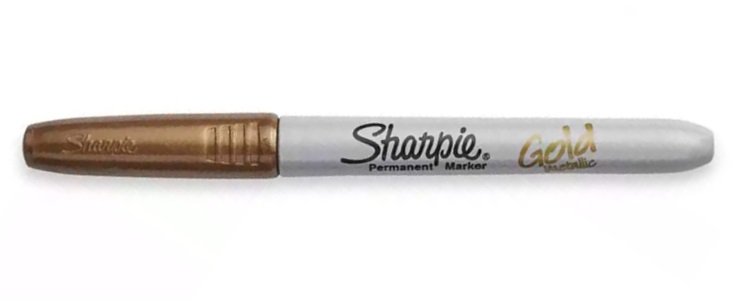 Sharpie Marcatore Permanente Metallic F Punta Conica 3 mm Oro - Resistente all'Acqua e Asciugatura Rapida