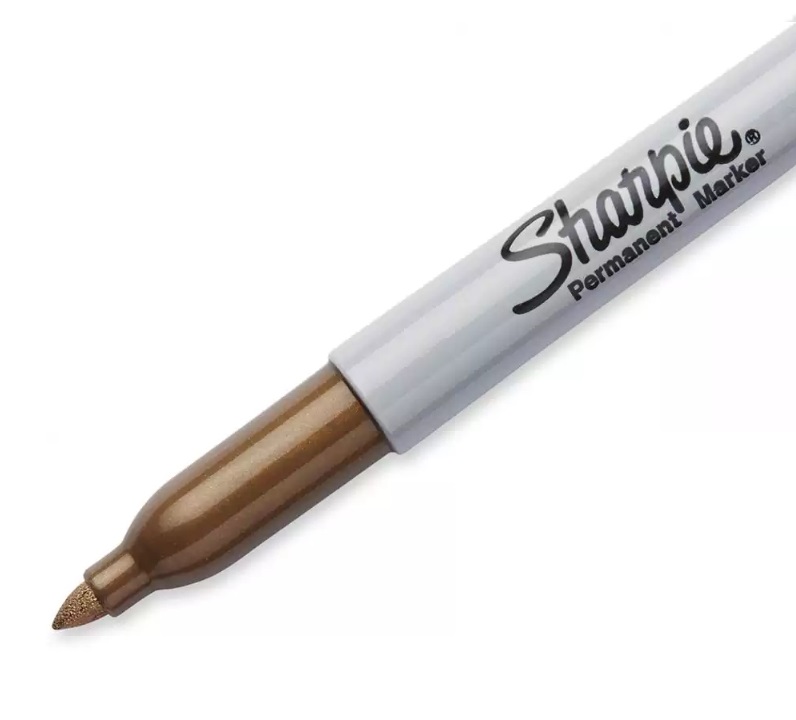 Sharpie Marcatore Permanente Metallic F Punta Conica 3 mm Oro - Resistente all'Acqua e Asciugatura Rapida