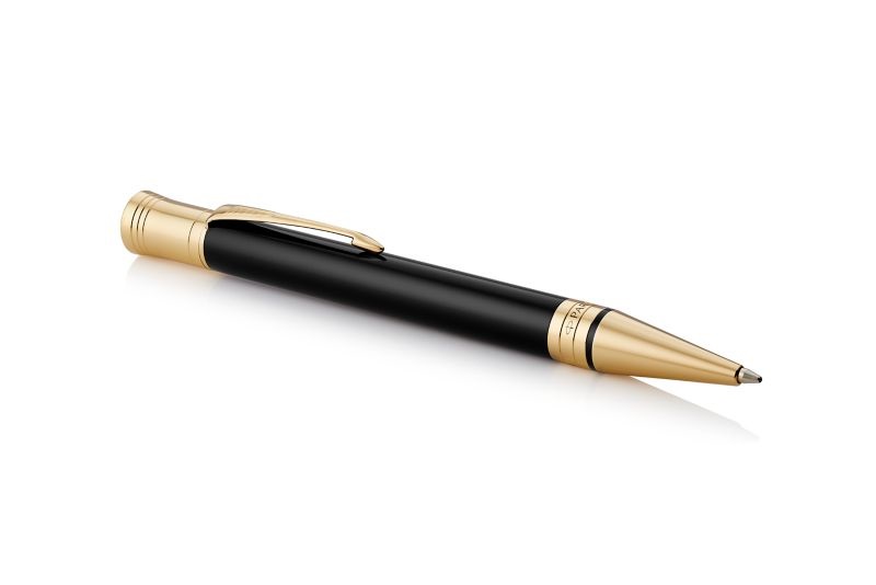 Parker Duofold Classic Black - Penna a sfera con finiture in oro 23 kt, punta media e inchiostro nero