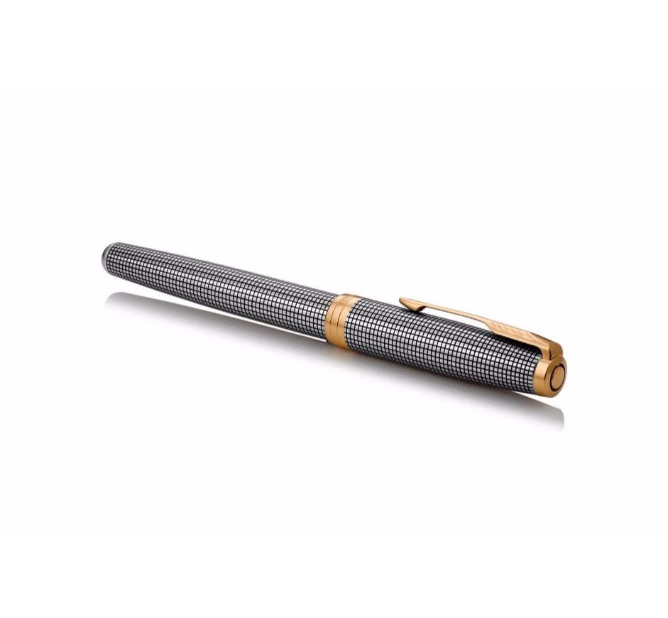 Parker Sonnet Penna Stilografica Argento Sterling Ciselé F - Inchiostro Nero, Dettagli Placcati in Oro