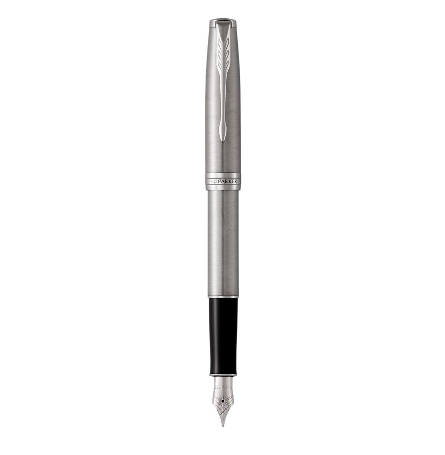 PARKER Sonnet Penna Stilografica in Acciaio Inossidabile con Finiture in Palladio, Pennino Sottile, Confezione Regalo