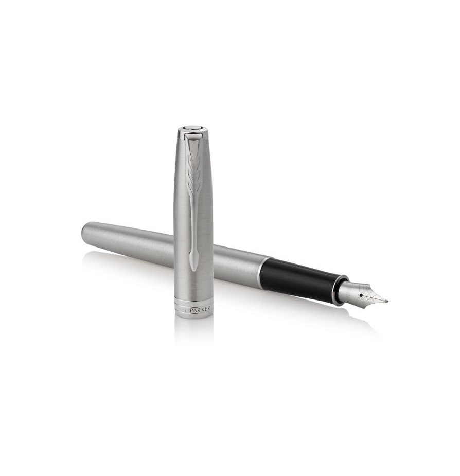 PARKER Sonnet Penna Stilografica in Acciaio Inossidabile con Finiture in Palladio, Pennino Medio, Confezione Regalo