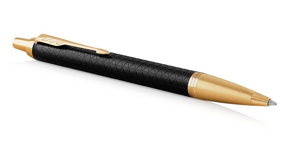 Parker IM Premium Penna a Sfera Retrattile Blu con Finiture Nere e Dorate, Punta Media, Inchiostro Blu