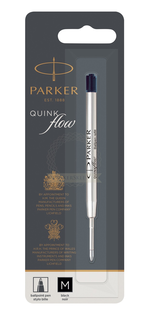 Parker QuinkFlow Ricarica per Penna a Sfera - Punta Media - Nero - 97mm - 1950369