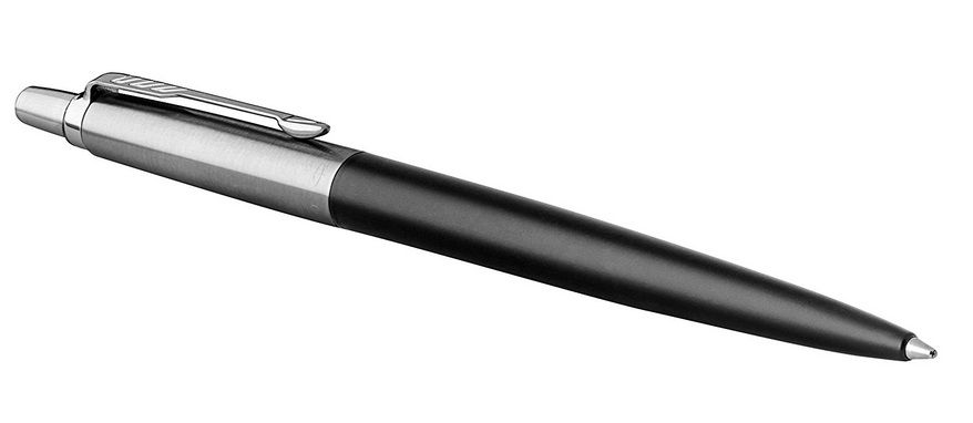 Parker Jotter Penna a Sfera M Bond Street Black - Acciaio Inossidabile, Inchiostro Blu, Chiusura a Scatto, Confezione Regalo