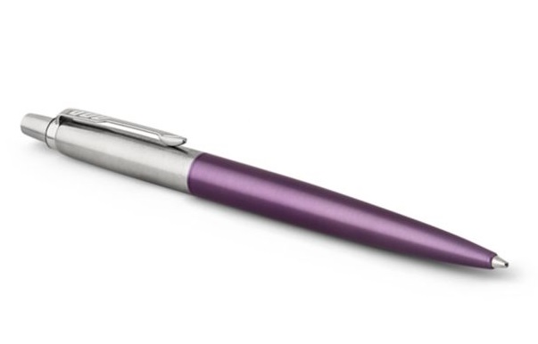 Parker Penna a sfera Jotter Core M Victoria Violet CT 1953190 - Fusto in Acciaio Inossidabile, Inchiostro Blu, Confezione Regalo