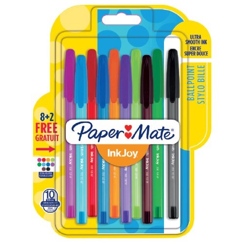 Papermate InkJoy 100 Penna a Sfera Multicolore con Punta Media da 1.0 mm - Confezione da 10 Pezzi