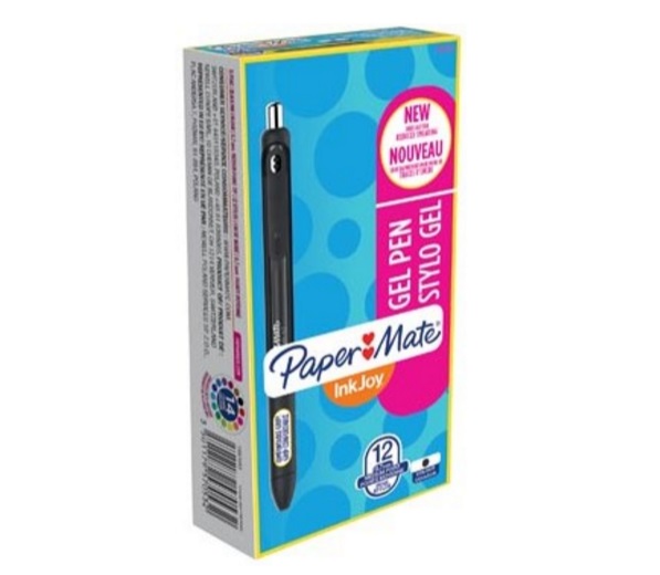 Paper Mate InkJoy Gel Penna a scatto 0,7 mm Nero - Inchiostro Gel ad Asciugatura Rapida, Impugnatura Ergonomica