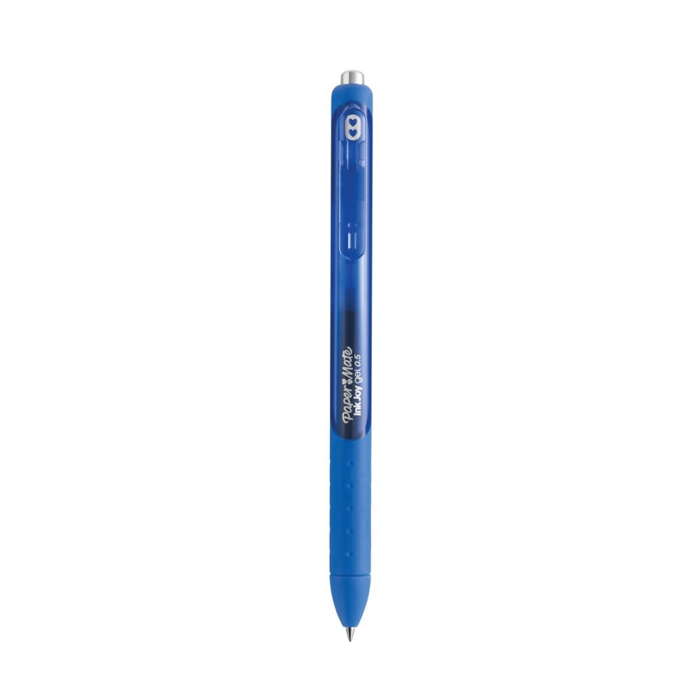 Paper Mate InkJoy Gel RT Penna a scatto Blu 0,7 mm - Confezione da 12 pz, Inchiostro ad Asciugatura Rapida, Impugnatura Ergonomica
