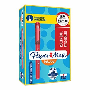 Paper Mate InkJoy Penna Roller ad Ago Fine 0,5 mm - Confezione da 12 - Rosso
