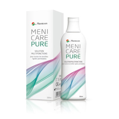 Menicon MeniCare Pure 250ml - Soluzione Multiuso per Lenti a Contatto Gas Permeabili con Contenitore Incluso