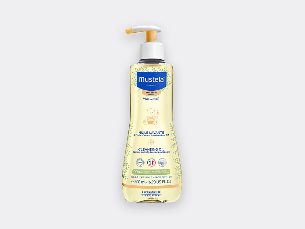 Mustela Olio Bagno Pelle Secca 500 ml - Detergente Delicato per Neonati e Bambini, Nutre e Protegge la Pelle