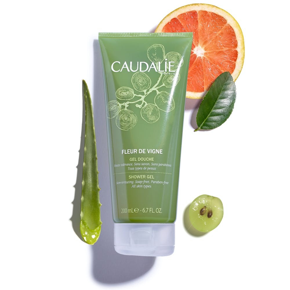 Caudalie Gel Doccia Fleur de Vigne 200 ml - Unisex, Arricchito con Aloe Vera, Senza Sapone, Profumo di Rosa Bianca e Pepe Rosa