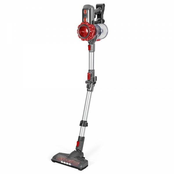 Livoo DOH138 Aspirapolvere a Bastone Senza Fili - 150 W, Batteria 22,2 V, Senza Sacchetto, Filtraggio HEPA, Colori Grigio e Rosso