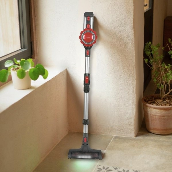 Livoo DOH138 Aspirapolvere a Bastone Senza Fili - 150 W, Batteria 22,2 V, Senza Sacchetto, Filtraggio HEPA, Colori Grigio e Rosso