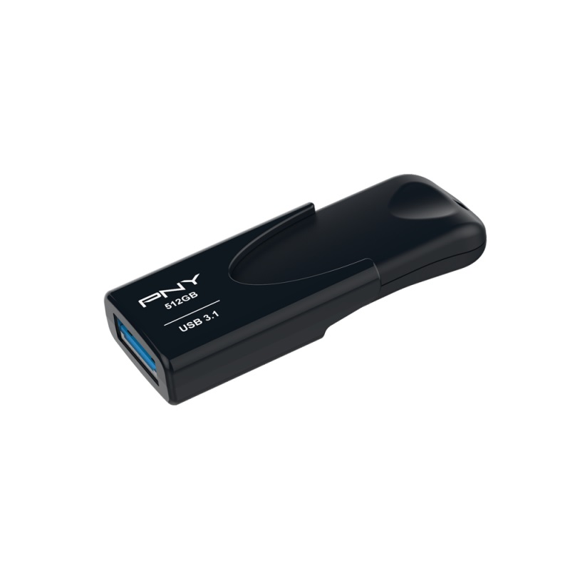 PNY Attaché 4 Chiavetta USB 512 GB Tipo A 3.2 Gen 1 - Velocità di Lettura fino a 80 MB/s, Senza Coperchio, Nero