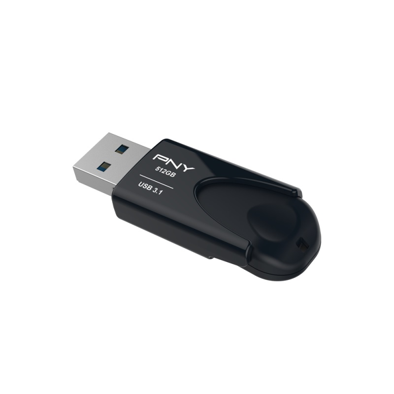 PNY Attaché 4 Chiavetta USB 512 GB Tipo A 3.2 Gen 1 - Velocità di Lettura fino a 80 MB/s, Senza Coperchio, Nero